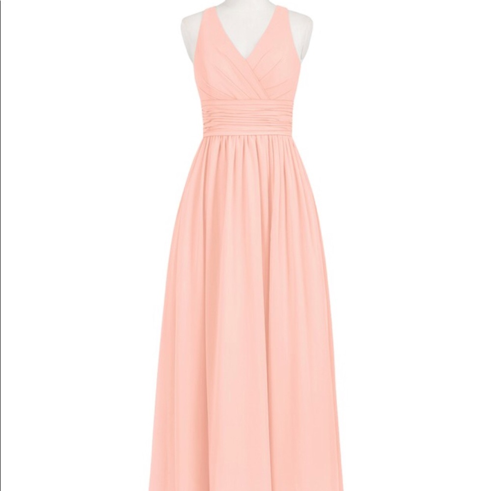 Azazie Natasha coral chiffon floor-length dress